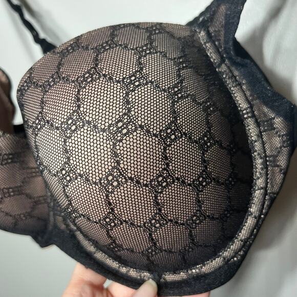 SOMA Bra Black Geo Lace Stunning Support Full Coverage Comfort Underwire 34D - Picture 5 of 7